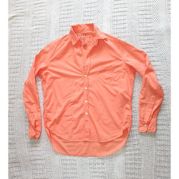 Frank & Eileen Long Sleeve Poplin Shirt Size XS Tangerine Orange Button As is - Picture 11 of 12